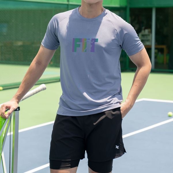 Áo thể thao nam cổ tròn logo Fit A130