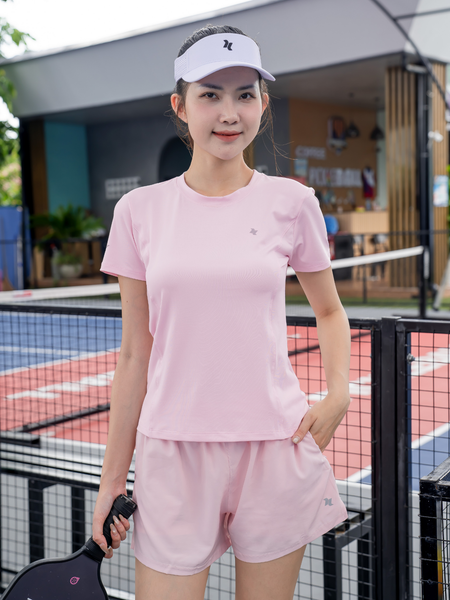 Áo thể thao nữ cổ tròn phối line - A003