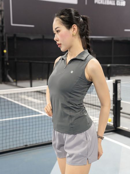 Áo ba lỗ nữ Reeta cổ polo khoá kéo A3206