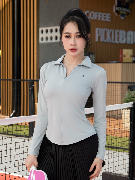 Áo polo tay dài cổ dây kéo - A050