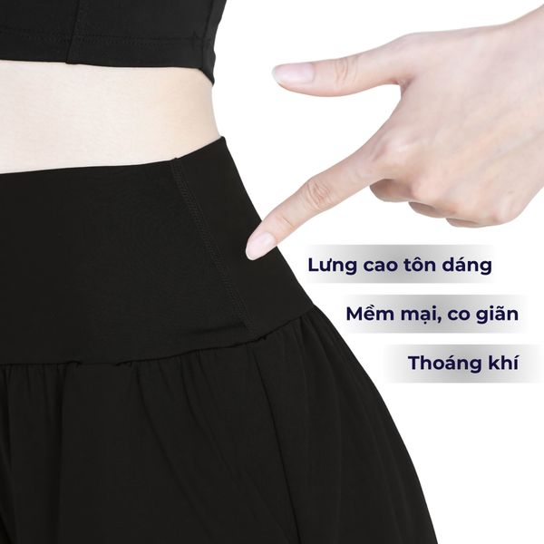 Quần đùi thể thao nữ 2 lớp lưng cao High waist shorts A084