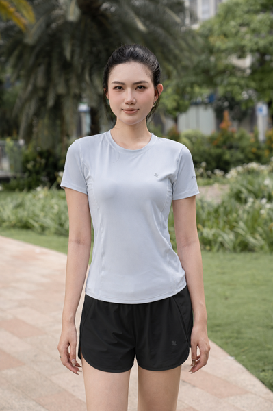 Áo thể thao nữ cổ tròn phối line - A003