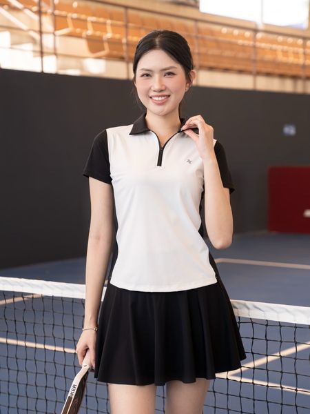Áo polo thể thao nữ Signature chất vải EXCOOL Elite, phối màu tối giản cao cấp- A234