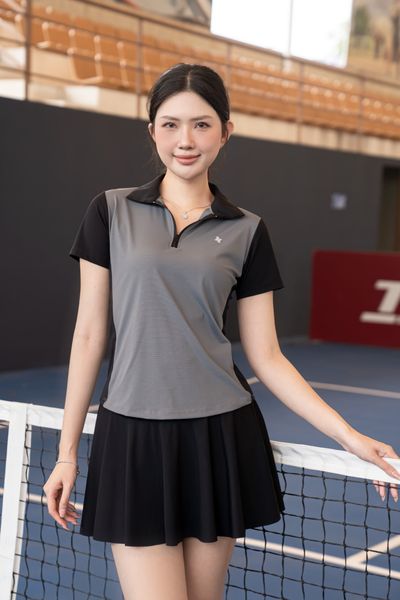 Áo polo thể thao nữ Signature chất vải EXCOOL Elite, phối màu tối giản cao cấp- A234