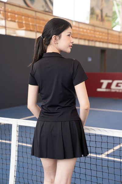 Áo polo thể thao nữ Signature chất vải EXCOOL Elite, phối màu tối giản cao cấp- A234