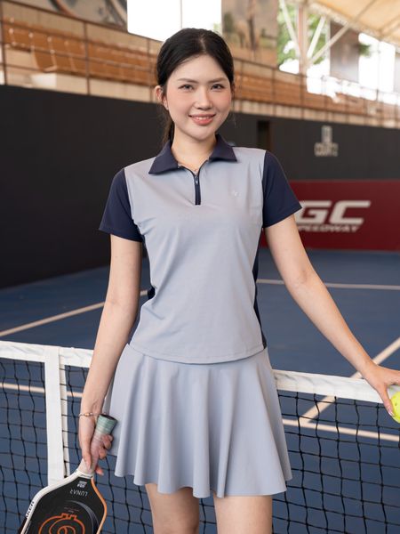Áo polo thể thao nữ Signature chất vải EXCOOL Elite, phối màu tối giản cao cấp- A234