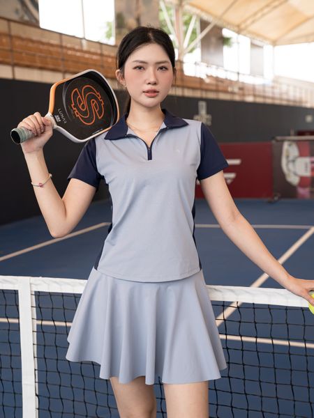 Áo polo thể thao nữ Signature chất vải EXCOOL Elite, phối màu tối giản cao cấp- A234