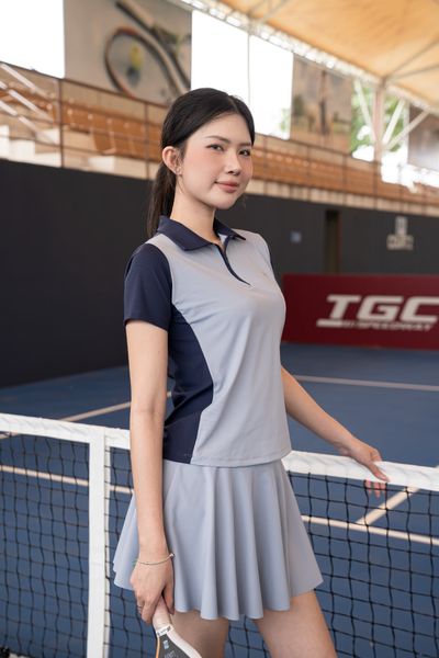 Áo polo thể thao nữ Signature chất vải EXCOOL Elite, phối màu tối giản cao cấp- A234
