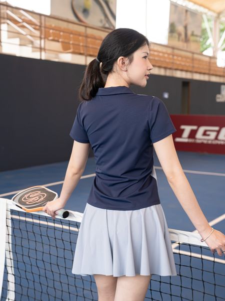 Áo polo thể thao nữ Signature chất vải EXCOOL Elite, phối màu tối giản cao cấp- A234