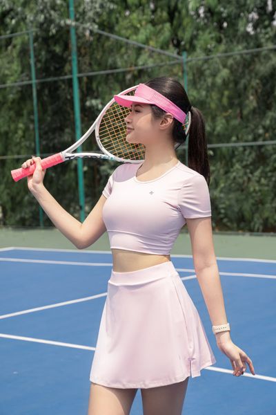 Chân váy thể thao nữ 2 lớp form chữ A cạp cao, xẻ tà, có quần bảo hộ... A241