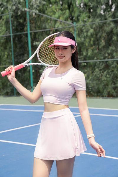 Chân váy thể thao nữ 2 lớp form chữ A cạp cao, xẻ tà, có quần bảo hộ... A241