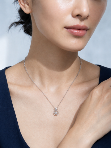 Dây chuyền bạc nữ Dancing Stone mạ Rhodium hình vương miện đính đá CZ 3mm