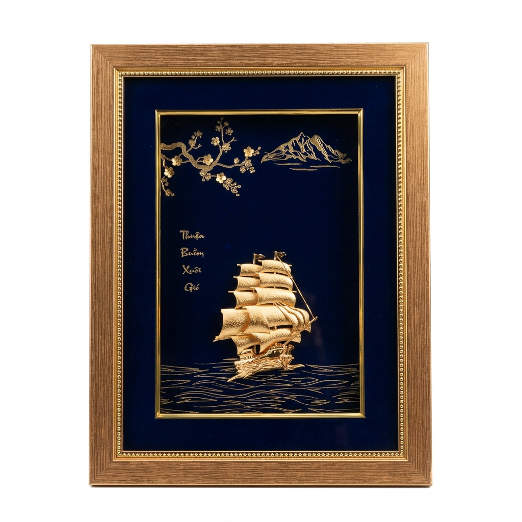  Tranh thuyền dát vàng 24K (Mẫu đứng) 