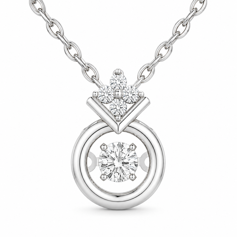 Dây chuyền bạc nữ Dancing Stone mạ Rhodium hình vương miện đính đá CZ 3mm