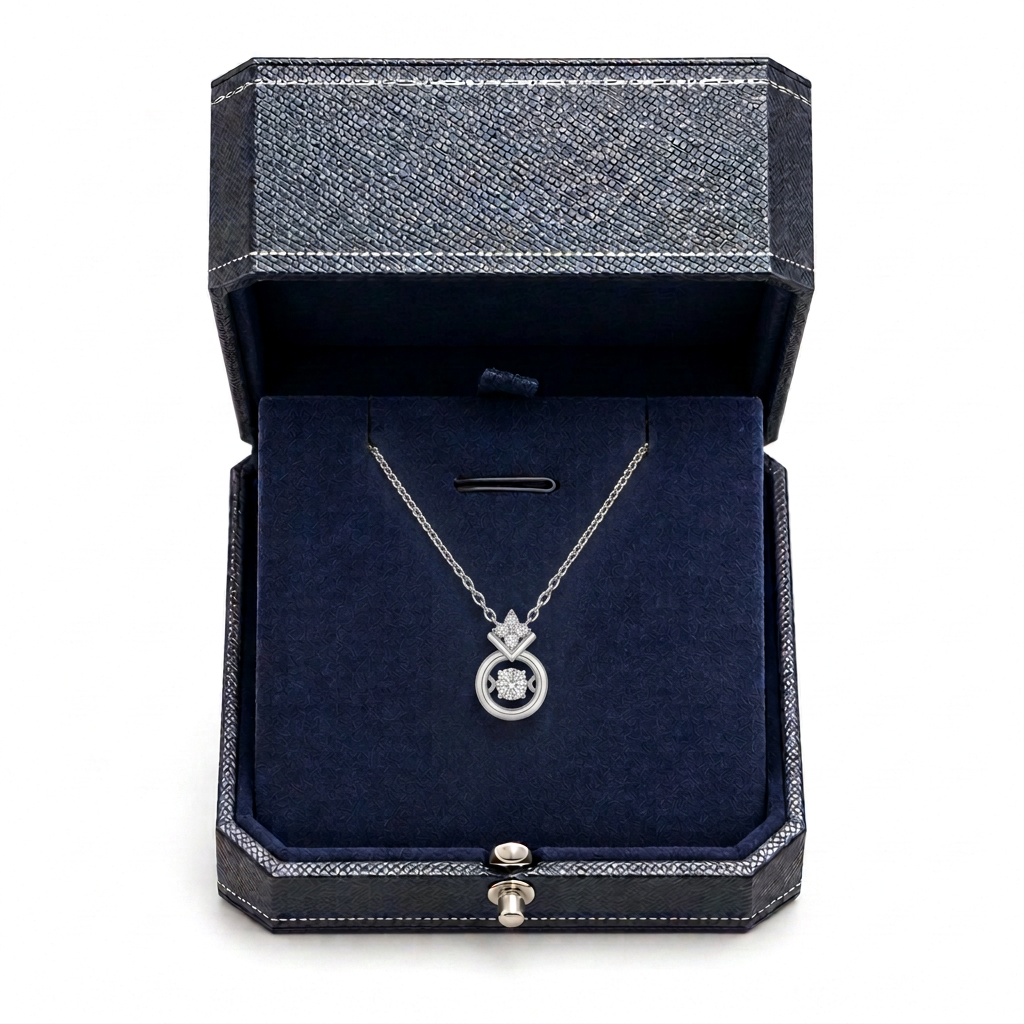  Dây chuyền bạc nữ Dancing Stone mạ Rhodium hình vương miện đính đá CZ 3mm 