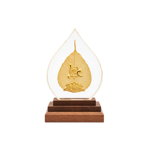 Lá bồ đề chữ Lộc dát vàng 24K