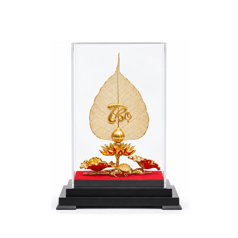 Lá bồ đề chữ Thọ dát vàng 24K