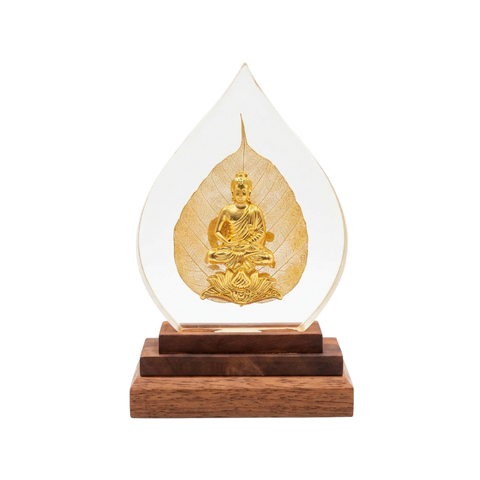 Lá bồ đề tượng Phật dát vàng 24K