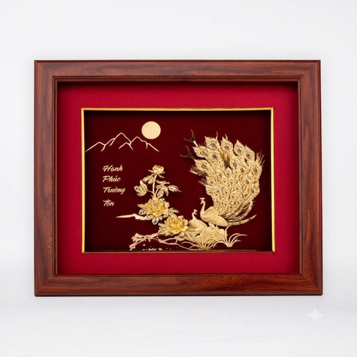  Tranh đôi chim công dát vàng 24K (Mẫu 69x46cm) 