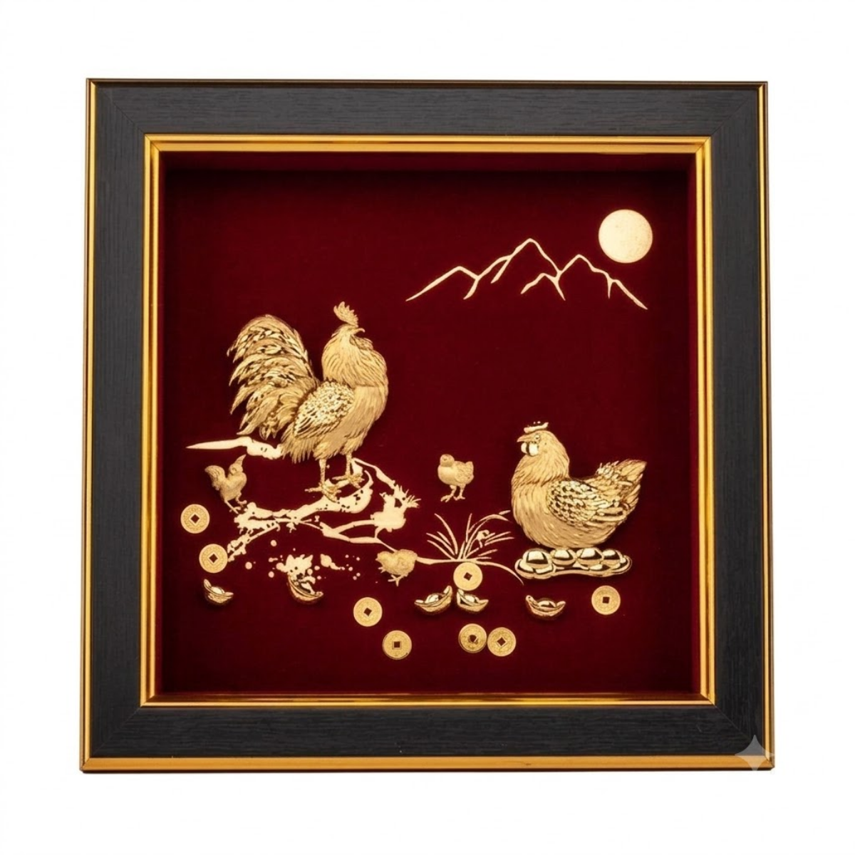  Tranh đàn gà dát vàng 24K 