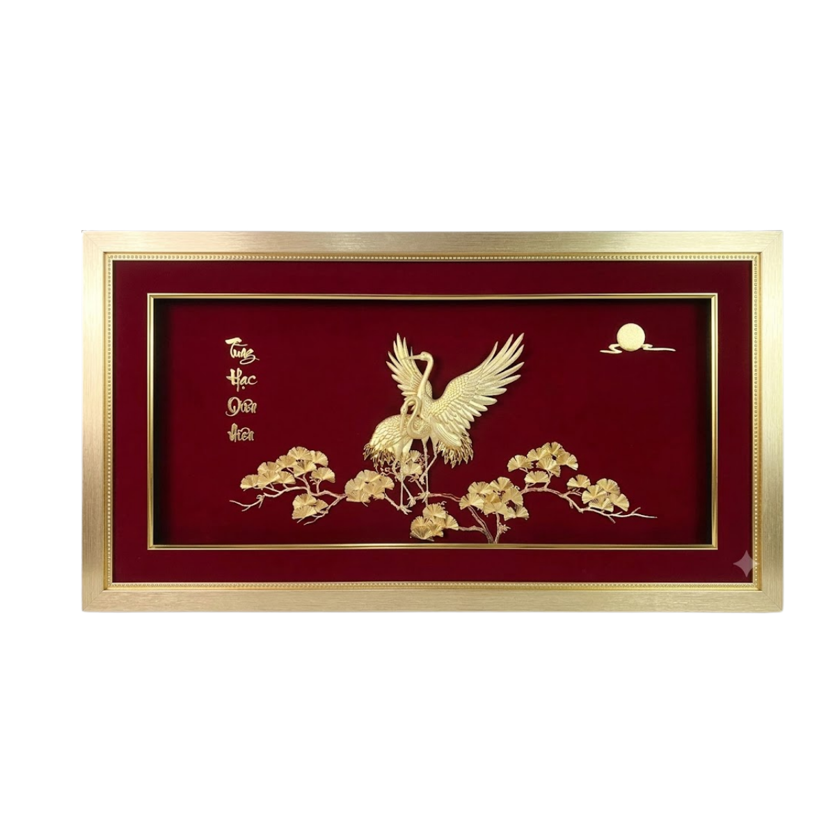  Tranh đôi chim hạc dát vàng 24K (Mẫu ngang) 