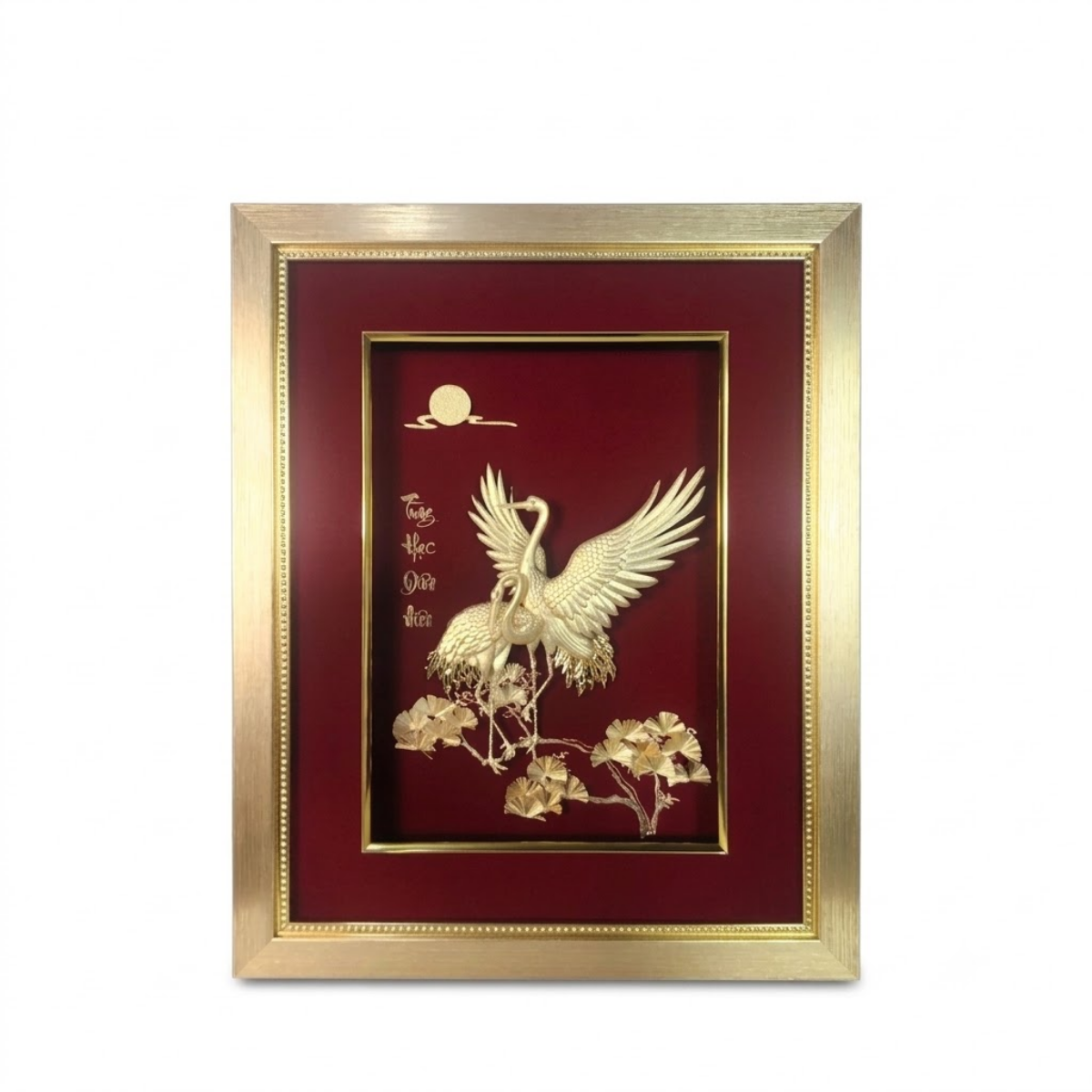  Tranh đôi chim hạc dát vàng 24K (Mẫu đứng) 