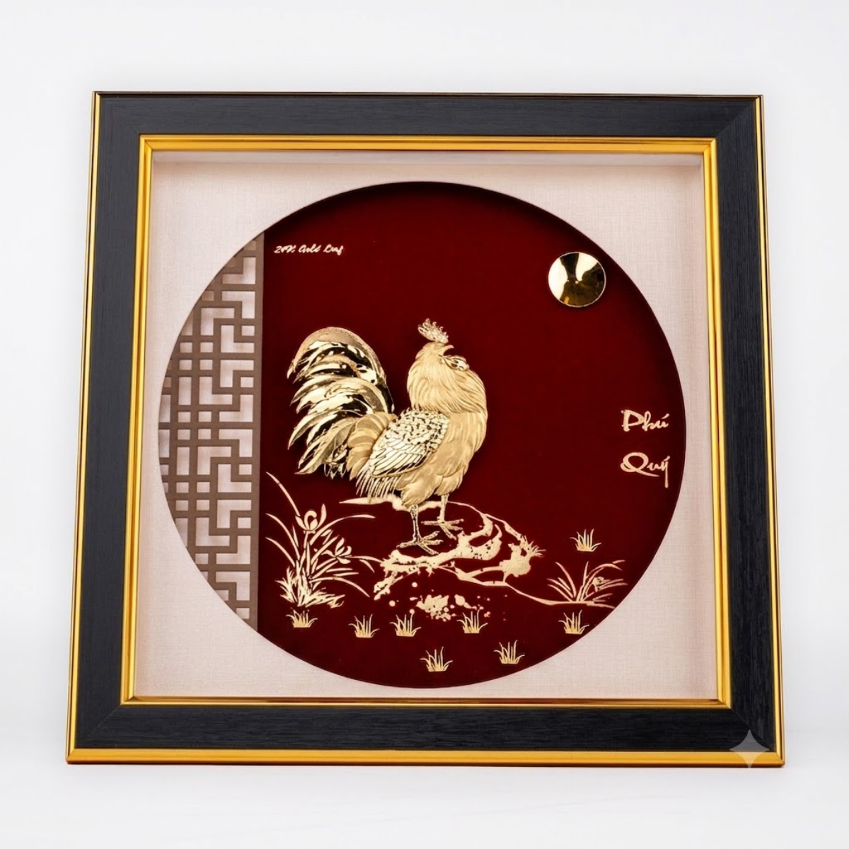  Tranh gà vàng đại cát dát vàng 24K 