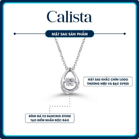 Dây chuyền bạc nữ Calista Dancing Stone hình giọt nước cách điệu mạ Rhodium