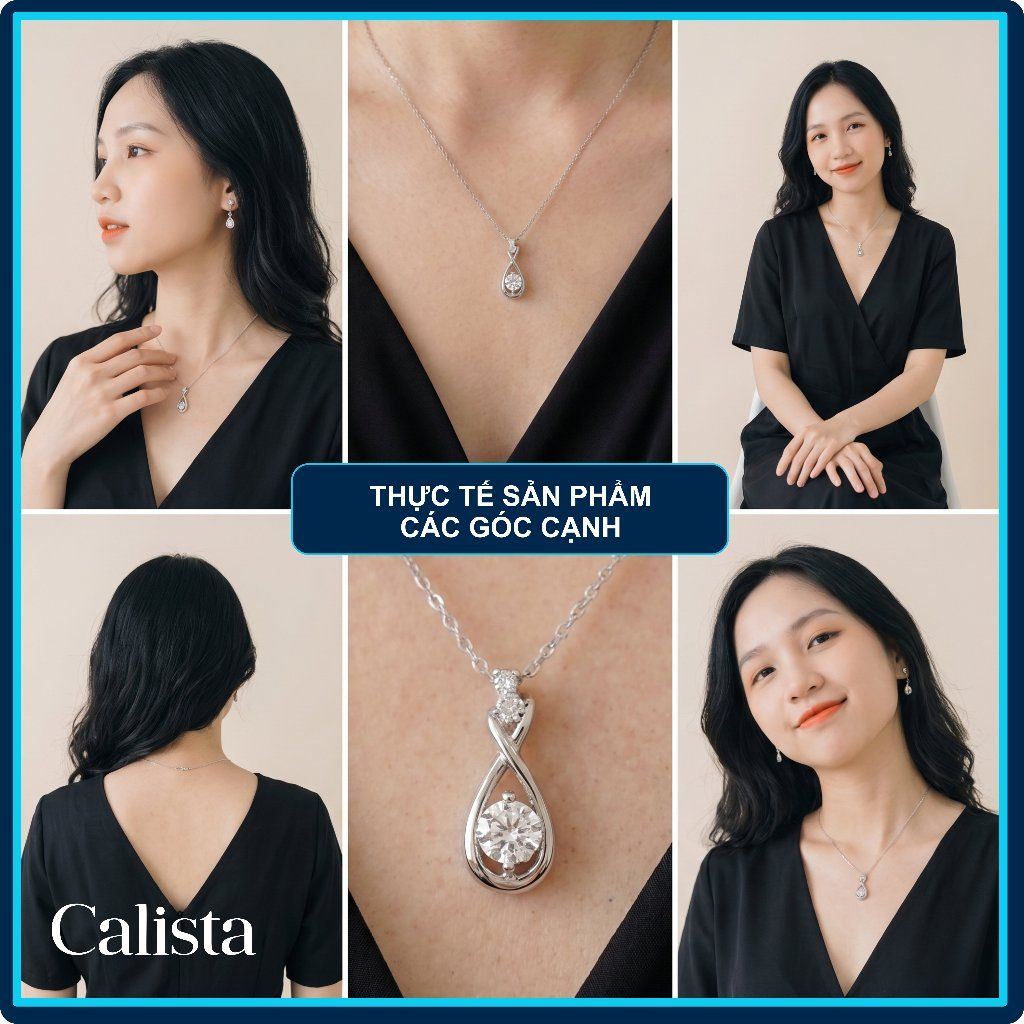  Dây chuyền bạc nữ Calista mặt hình giọt nước đá CZ 4.5 ly lấp lánh 
