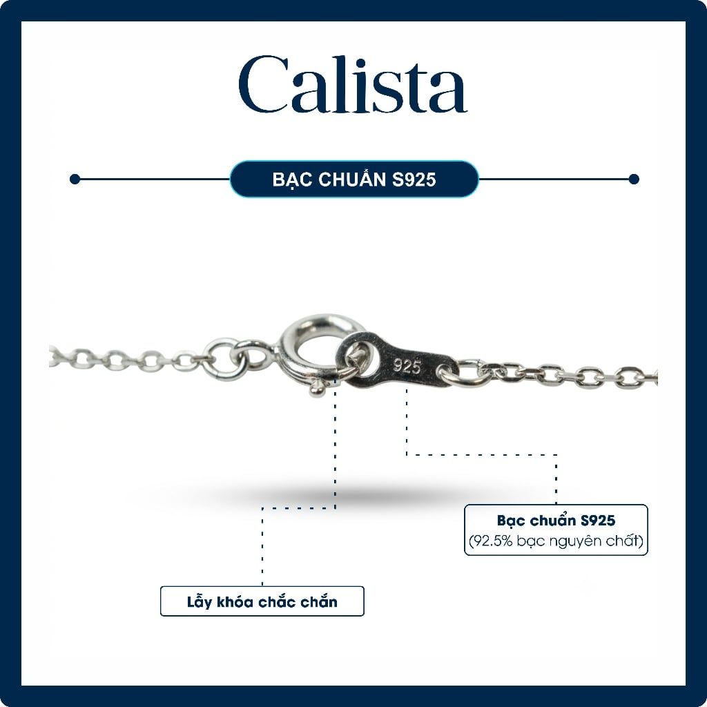  Dây chuyền bạc nữ Calista mặt đá CZ 4.0, 4.5, 5.0, 5.5 ly sang trọng, lấp lánh 