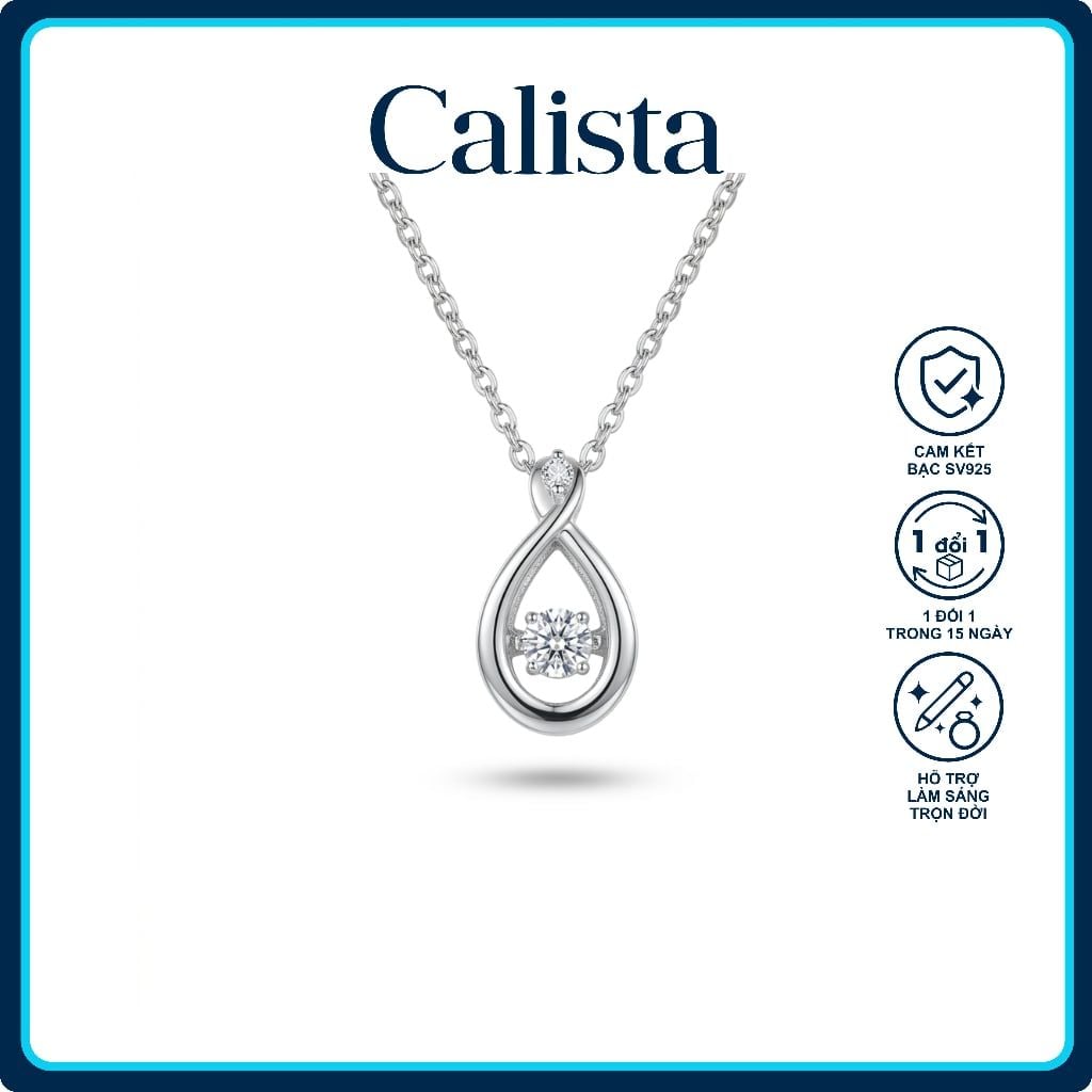  Dây chuyền bạc nữ Calista Dancing Stone hình vô cực cách điệu mạ Rhodium 