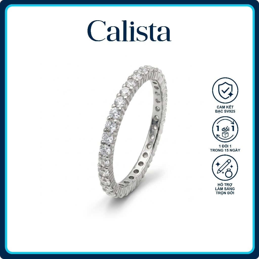  Nhẫn bạc nữ Calista ổ đá 6 chấu xoáy Twist sang trọng 