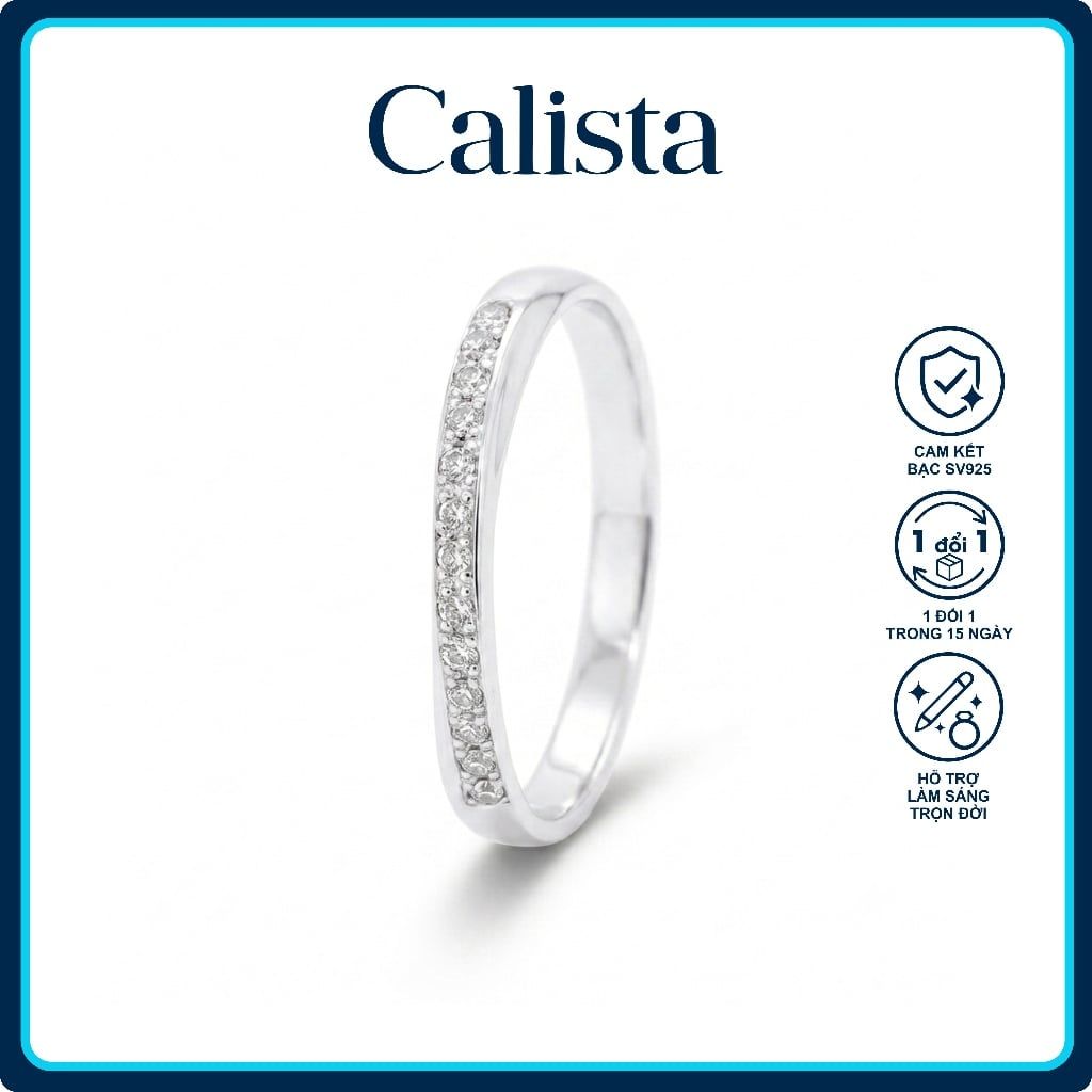  Nhẫn bạc nữ Calista đính đá CZ đơn giản sang trọng 
