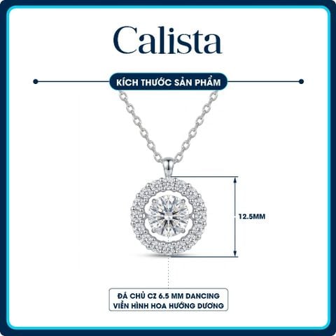 Dây chuyền bạc nữ Calista Dancing Stone mạ Rhodium hình hoa hướng dương đính đá CZ 6.5mm