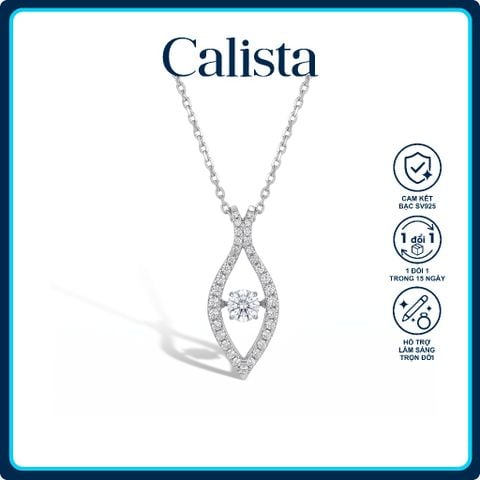 Dây chuyền bạc nữ Calista Dancing Stone mặt hình cá mạ Rhodium