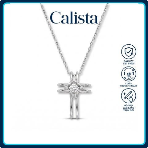 Dây chuyền bạc nữ Calista chữ thập mặt đá CZ sang trọng, lấp lánh