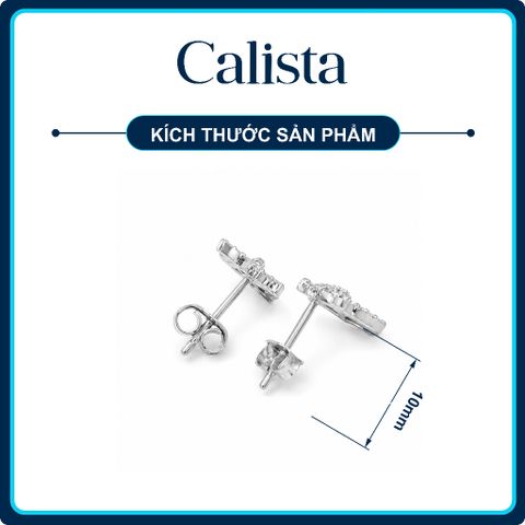 Khuyên tai nữ hình nơ đính đá CZ bạc S925 Calista lấp lánh cao cấp