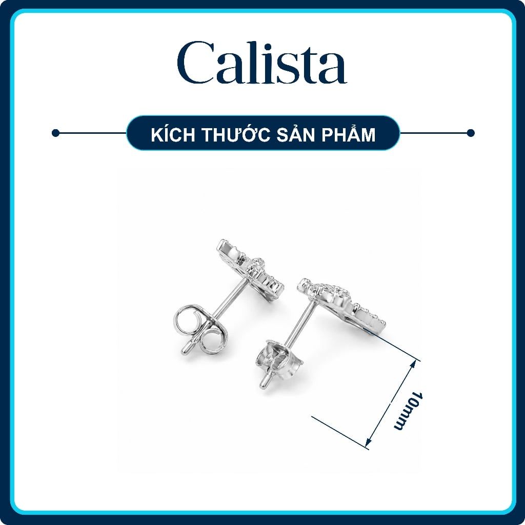  Khuyên tai nữ hình nơ đính đá CZ bạc S925 Calista lấp lánh cao cấp 