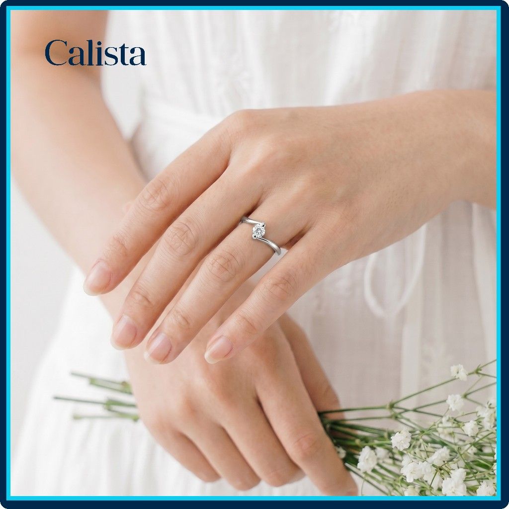  Nhẫn bạc nữ Calista ổ đá hai chấu xoáy sang trọng 