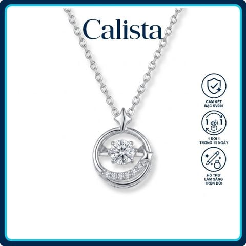 Dây chuyền bạc nữ Calista Dancing Stone mạ Rhodium hình ngân hà cách điệu đính đá CZ