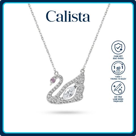 Dây Chuyền Bạc S925 Calista Mặt Hình Thiên Nga mạ Rhodium Đính Đá CZ Cao Cấp,