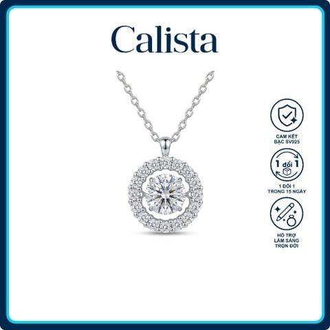 Dây chuyền bạc nữ Calista Dancing Stone mạ Rhodium hình hoa hướng dương đính đá CZ 6.5mm