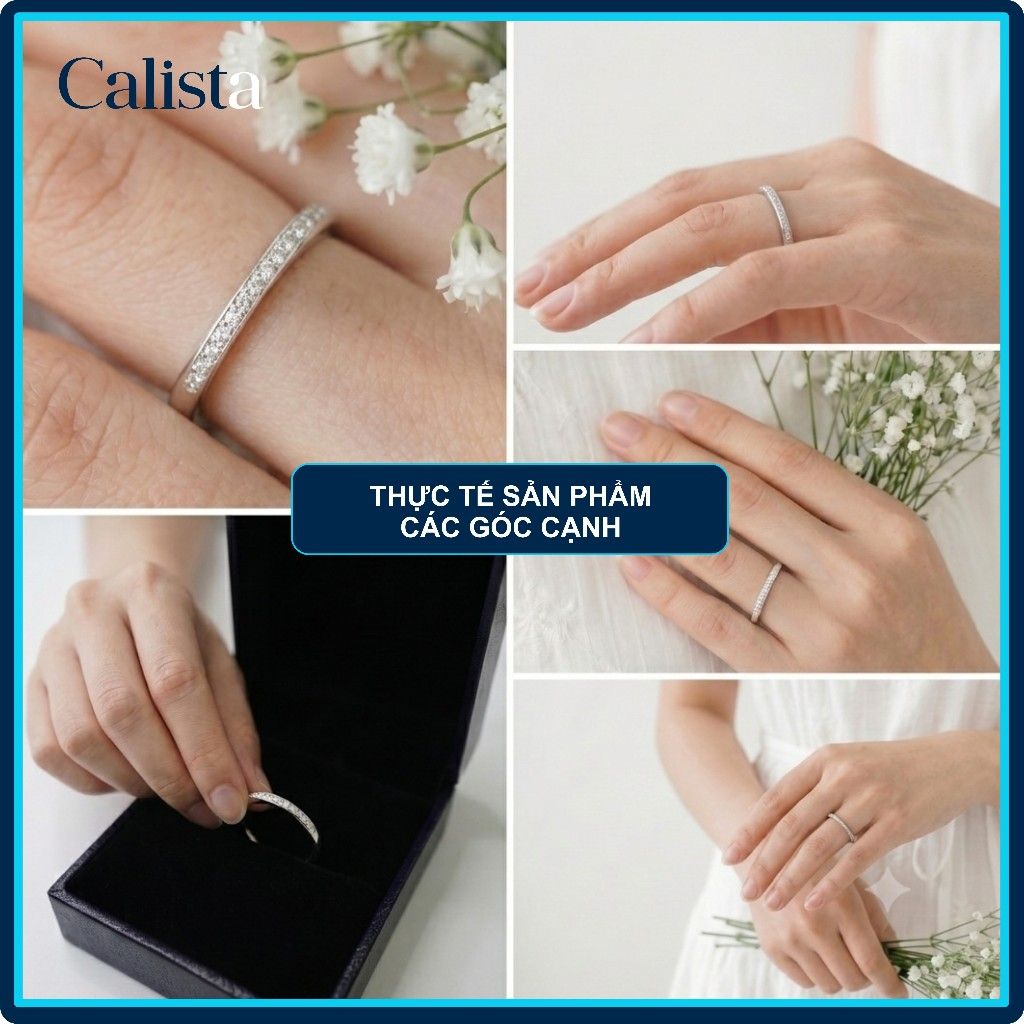 Nhẫn bạc nữ Calista đính đá CZ đơn giản sang trọng 