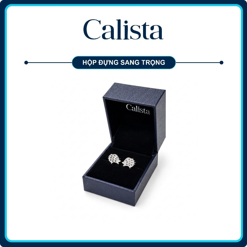  Khuyên tai nữ hình thú bạc S925 Mạ Rhodium Calista Đính Đá CZ lấp lánh cao cấp 