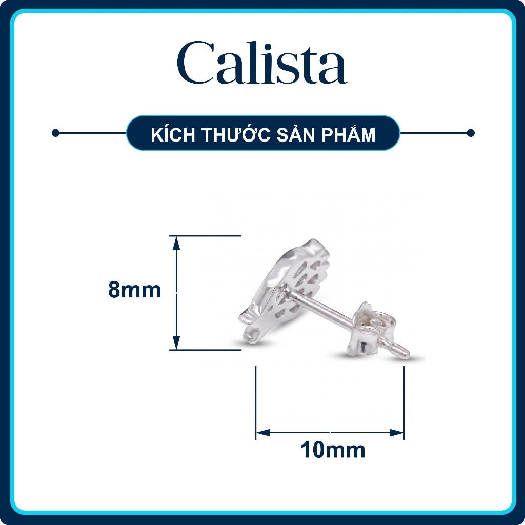  Khuyên tai nữ hình thú bạc S925 Mạ Rhodium Calista Đính Đá CZ lấp lánh cao cấp 