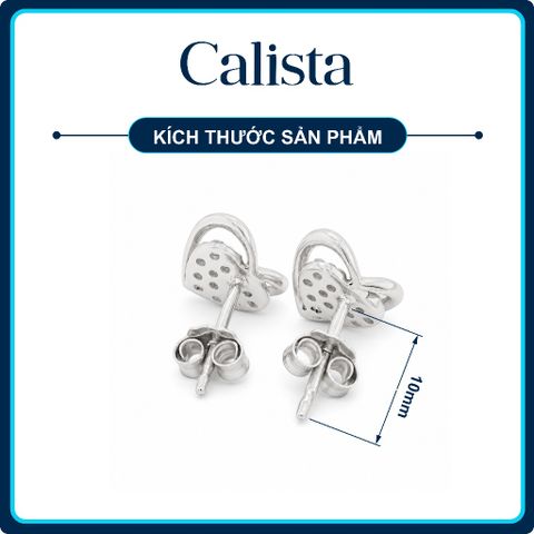 Khuyên tai nữ hình trái tim đính đá CZ bạc S925 Calista lấp lánh cao cấp