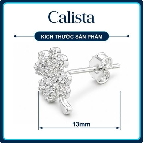 Khuyên tai nữ hình cỏ 4 lá bạc S925 Calista Đính Đá CZ lấp lánh cao cấp may mắn