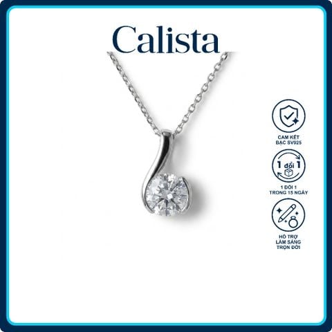 Dây chuyền bạc nữ Calista mặt nốt nhạc cách điệu đá CZ 4.5 ly lấp lánh