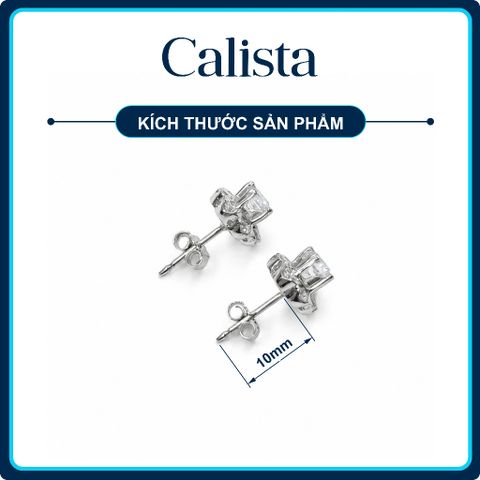 Khuyên tai nữ hình hoa đính đá CZ bạc S925 Calista lấp lánh cao cấp