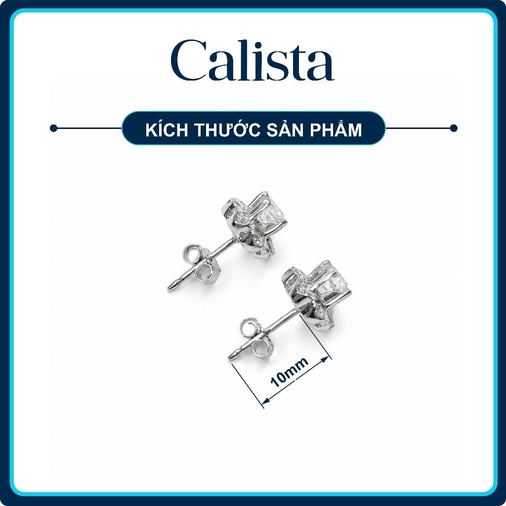  Khuyên tai nữ hình hoa đính đá CZ bạc S925 Calista lấp lánh cao cấp 